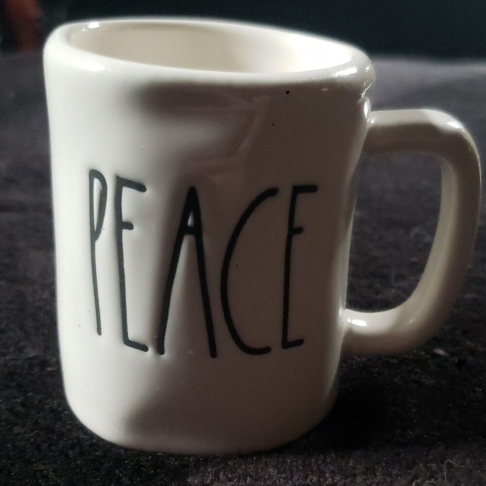 Rae Dunn Artisan Collection Peace White Mini Ceramic Mug With Handle